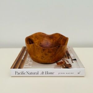 GORGEOUS HANDMADE‎ TEAK WOOD TURNED BOWL - MINIMAL MID-CENTURY JAPANDI STYLE